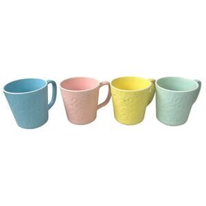 Stone & Lain Set of 4 Elena Mugs Speckles Stoneware Blue Pink Mint Yellow 12 oz